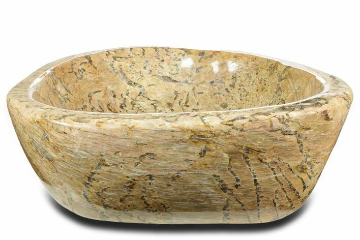 Large, Polished Graphic Granite (Feldspar) Bowl - Madagascar #362018